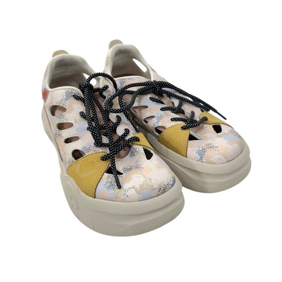Uin Womens Artistic Sneakers Size 8 Cut-Out Design Comfort Fit Beige Multi-Color - Picture 14 of 16